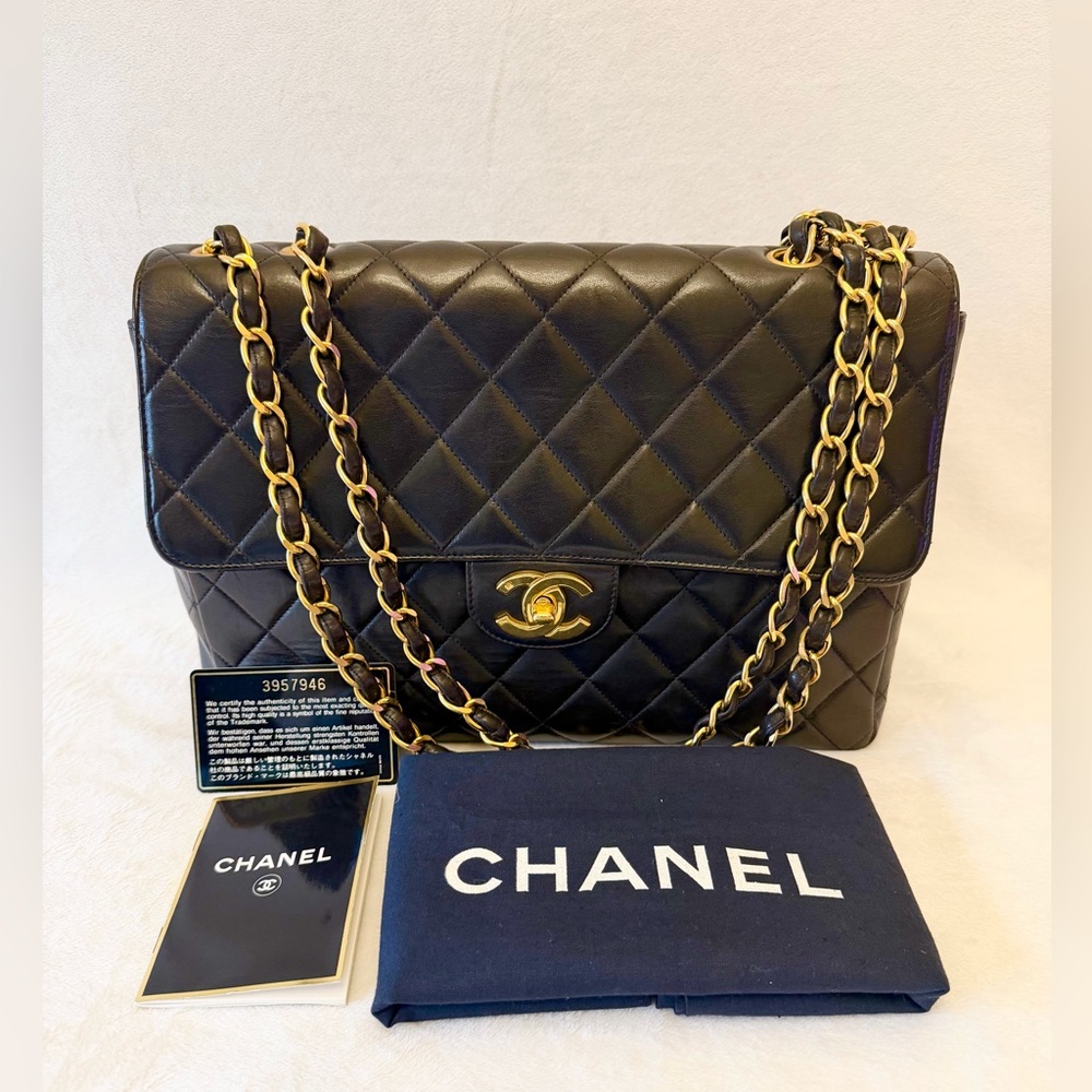 Chanel Maxi Classic Lambskin Leather Single Flap Shoulder Bag